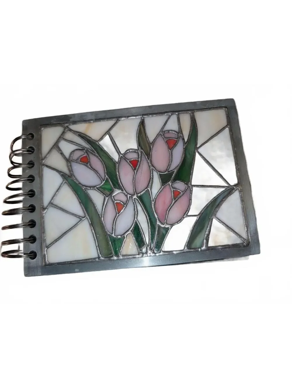 Vintage Stained Glass Style Floral Photo Album with Spiral Binding